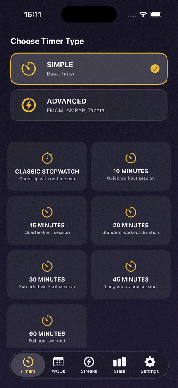 Strimma timer in action