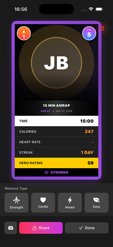Workout sharing feature